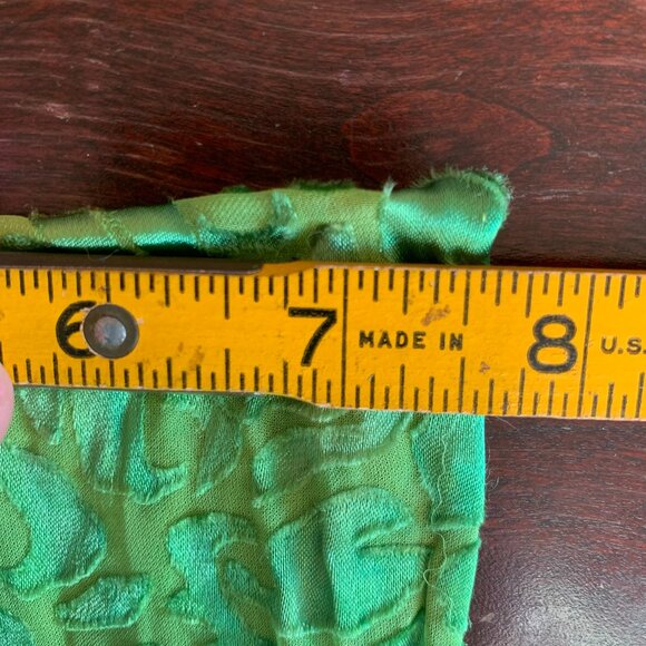 VTG Hand Dyed Silk Neck Scarf Hand Rolled Burnout Satin Teal Green Watercolor - Picture 4 of 5